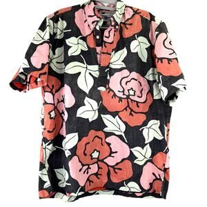 Reyn Spooner Vintage Hawaiian Men's Roses Floral Pull Over Shirt Size Large